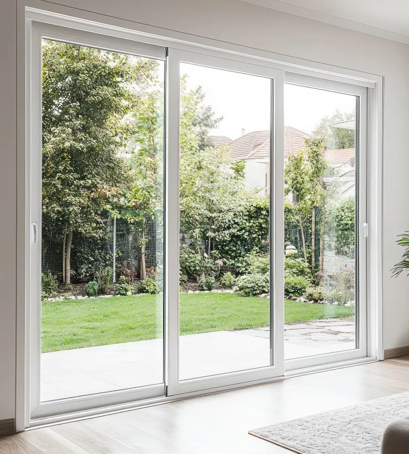 Bodentiefes Schiebefenster mit Blick in den Garten